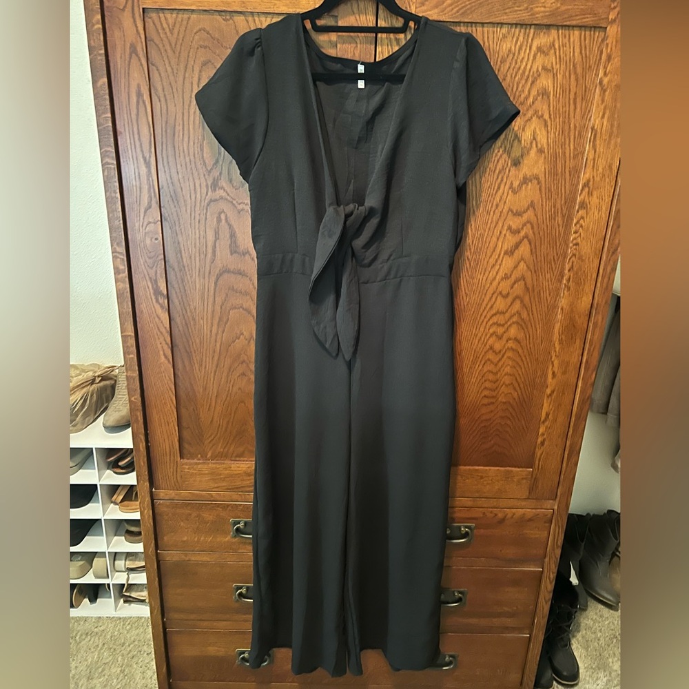 Black Twist Tie Front Jumpsuit